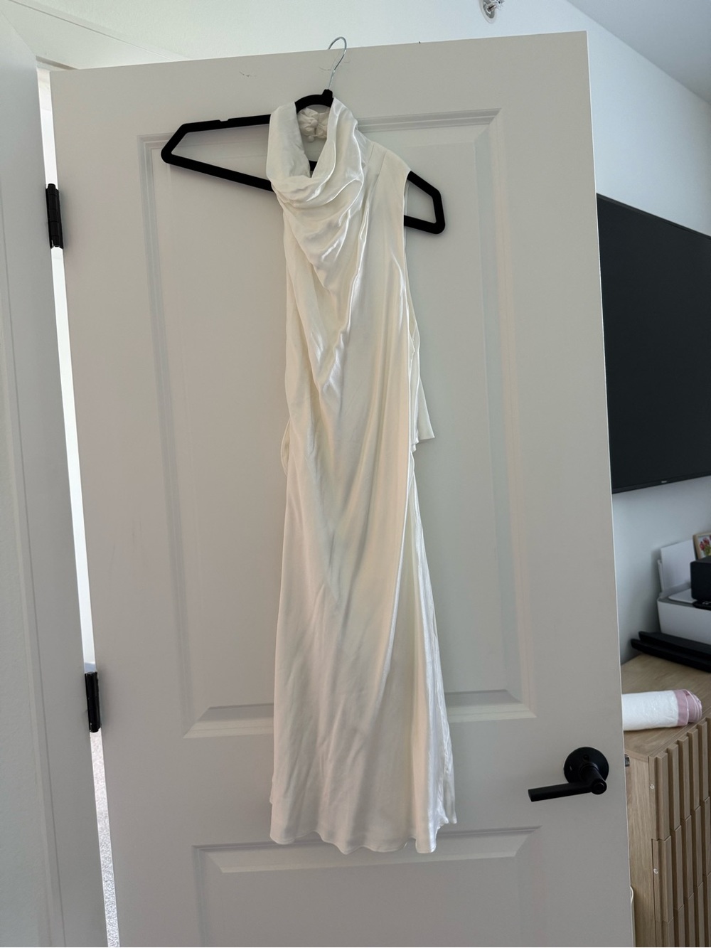 DISSH White Draped Halter Midi Dress